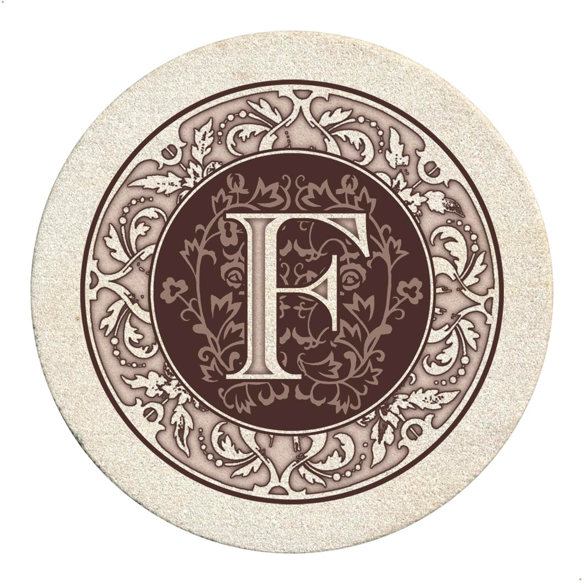 Thirstystone Monogram Round Natural Sandstone Coaster 4 Pack (Letter B)