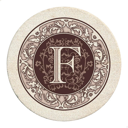 Thirstystone Monogram Round Natural Sandstone Coaster 4 Pack (Letter B)