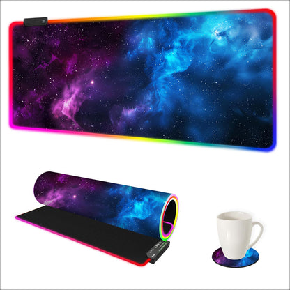 ARTSO RGB Gaming Mouse Pad Large, Extended LED Mouse Mat XXL 35.4x15.7 inch, 14 Lighting Modes, 2 Brightness, Non-Slip Rubber Base Mousepad Waterproof Keyboard Mat,Fantasy Nebula Sky