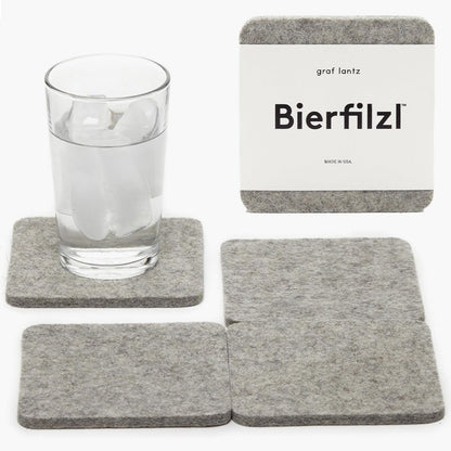 Graf Lantz - Bierfilzl Merino Wool Round Coasters Set of 4 - Heather White (4" Circles) - Absorbs 30% of Weight, German Wool - Heat Resistant, Sustainable, & Reusable - Home Decor & Coffee Table Decor