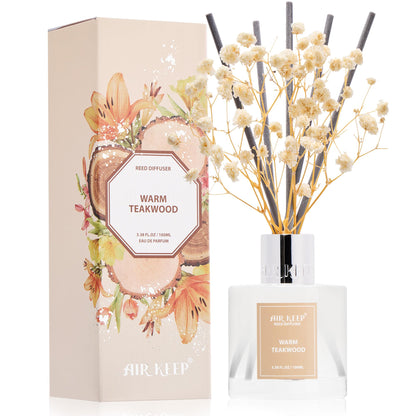 Airkeep Reed Diffuser Set,3.38 fl oz (100 ml) - Clean Linen Oil Diffusers with 8 Reed Sticks,Home Fragrance Reed Diffuser for Bathroom Shelf Decor