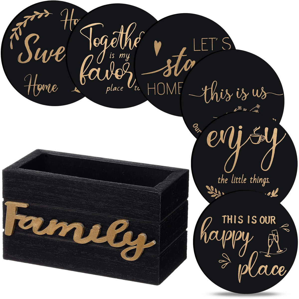 Queekay House Warming Gifts New Home Farmhouse Coasters Set of 6, Mixed