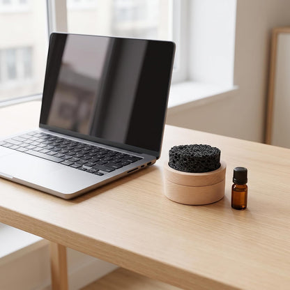 Lava Rock Passive Essential Oil Diffuser with Lid, Waterless