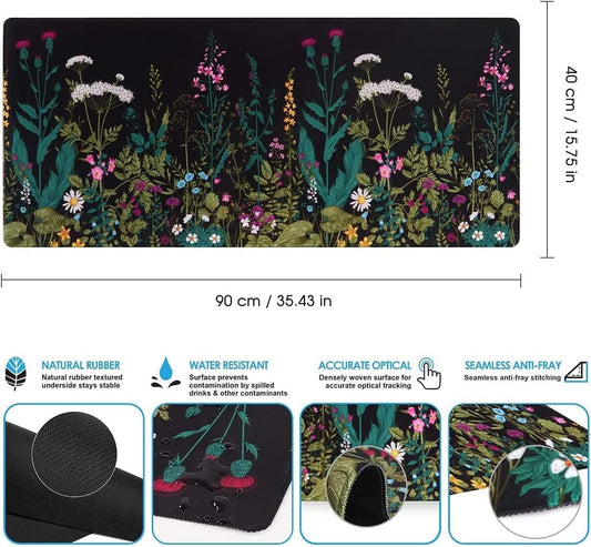 iCasso Desk Mat, Large Desk Mouse Pad for Desk,Home Office - Green Weeds