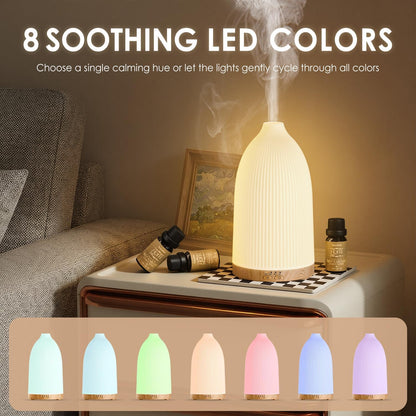 SALKING Essential Oil Diffuser, 100ml Aromatherapy Diffusers with Adjustable Mist Mode Timer Setting, Ultrasonic Diffusers for Essential Oils, Warm White Lights, 7 LED Colors, for Office Home