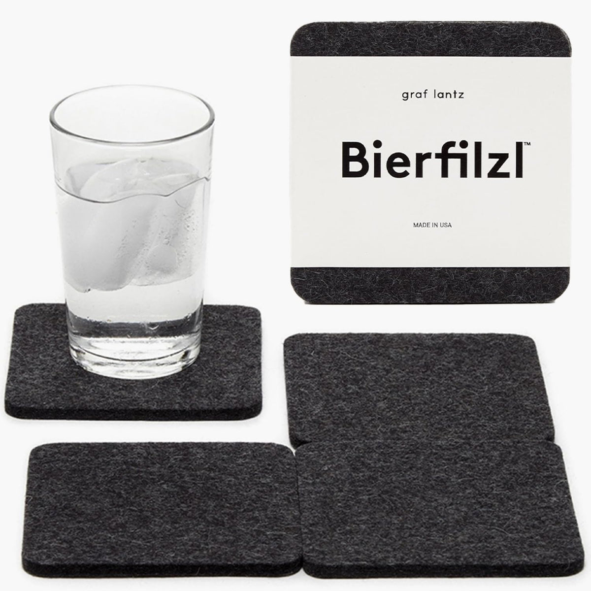 Graf Lantz - Bierfilzl Merino Wool Round Coasters Set of 4 - Heather White (4" Circles) - Absorbs 30% of Weight, German Wool - Heat Resistant, Sustainable, & Reusable - Home Decor & Coffee Table Decor