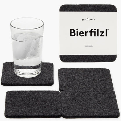 Graf Lantz - Bierfilzl Merino Wool Round Coasters Set of 4 - Heather White (4" Circles) - Absorbs 30% of Weight, German Wool - Heat Resistant, Sustainable, & Reusable - Home Decor & Coffee Table Decor