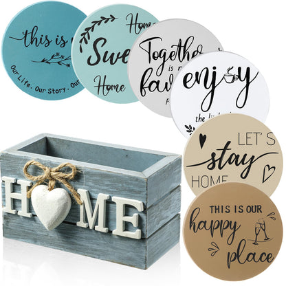 Queekay House Warming Gifts New Home Farmhouse Coasters Set of 6, Mixed