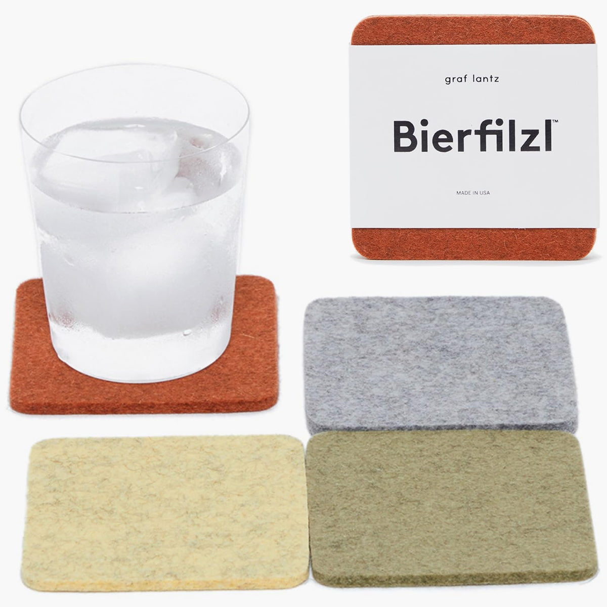 Graf Lantz - Bierfilzl Merino Wool Round Coasters Set of 4 - Heather White (4" Circles) - Absorbs 30% of Weight, German Wool - Heat Resistant, Sustainable, & Reusable - Home Decor & Coffee Table Decor