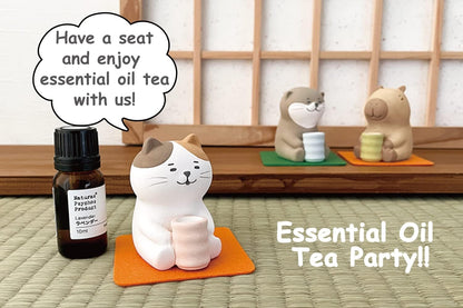 Stone Diffuser Tea-Drinking Animals [ Designed in Japan] Non Electric Passive Diffuser for Essential Oil and Aromatherapy (Ceramic/Clay) (Tea-drinkig Dog)