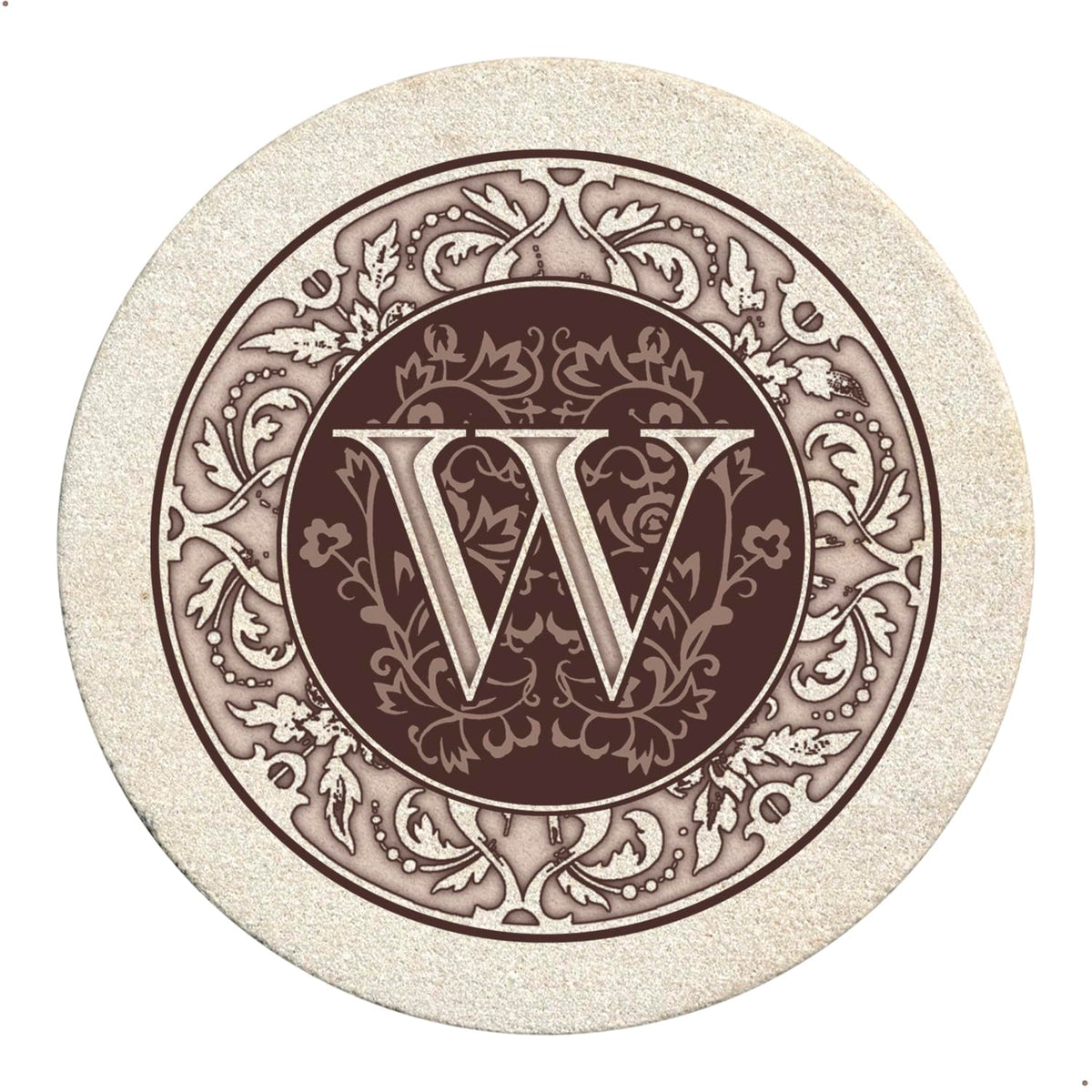 Thirstystone Monogram Round Natural Sandstone Coaster 4 Pack (Letter B)