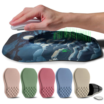 Ergonomic Raised Mouse Pad Wrist Support with Bilateral Slope Memory Foam Mousepad for Wrist Rest and Carpal Tunnel Pain Relief 11.8x7.9〃 Black