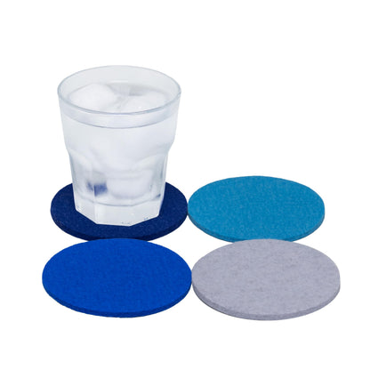 Graf Lantz - Bierfilzl Merino Wool Round Coasters Set of 4 - Heather White (4" Circles) - Absorbs 30% of Weight, German Wool - Heat Resistant, Sustainable, & Reusable - Home Decor & Coffee Table Decor