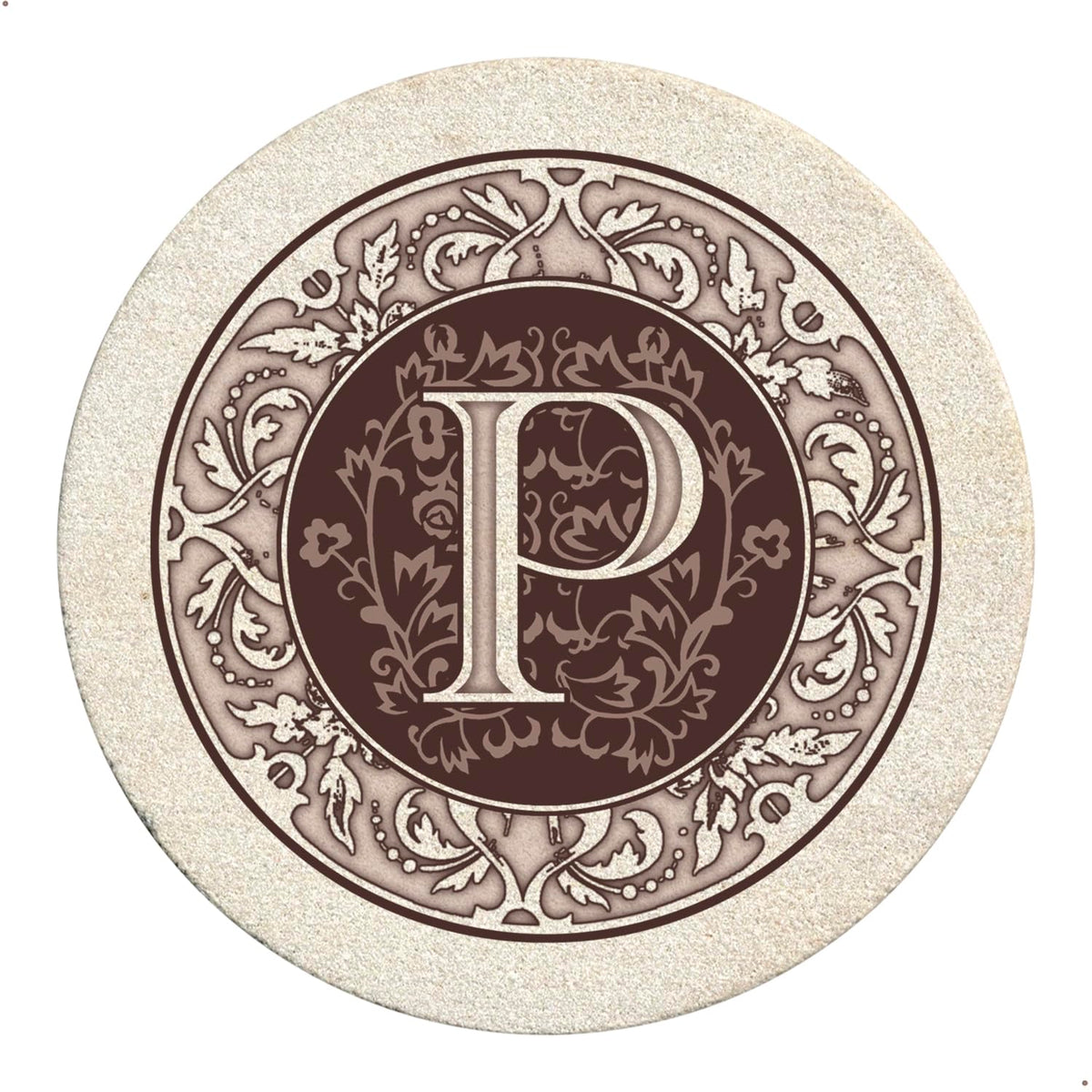 Thirstystone Monogram Round Natural Sandstone Coaster 4 Pack (Letter B)