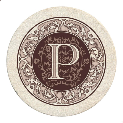 Thirstystone Monogram Round Natural Sandstone Coaster 4 Pack (Letter B)