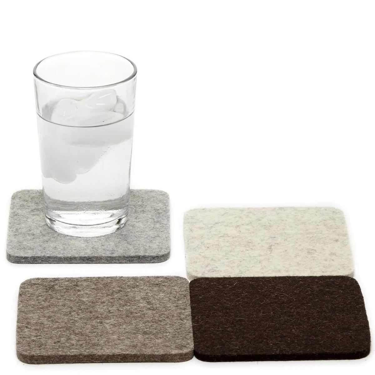 Graf Lantz - Bierfilzl Merino Wool Round Coasters Set of 4 - Heather White (4" Circles) - Absorbs 30% of Weight, German Wool - Heat Resistant, Sustainable, & Reusable - Home Decor & Coffee Table Decor