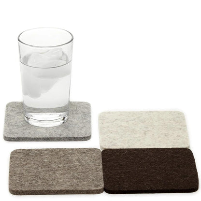 Graf Lantz - Bierfilzl Merino Wool Round Coasters Set of 4 - Heather White (4" Circles) - Absorbs 30% of Weight, German Wool - Heat Resistant, Sustainable, & Reusable - Home Decor & Coffee Table Decor