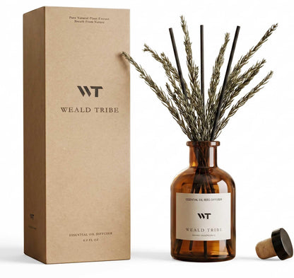 WEALD TRIBE Flower Reed Diffuser Set Eucalyptus & Lavender Scent for Room Bathroom Accessories Shelf Decor & Air Fresheners, Sticks Defusers with 4.0 fl oz Home Fragrance Oils, Office Gift
