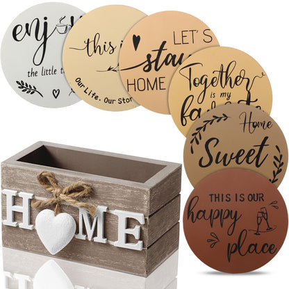 Queekay House Warming Gifts New Home Farmhouse Coasters Set of 6, Mixed