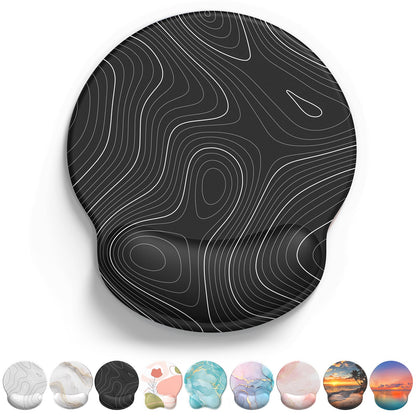 eulps Mouse Pad with Wrist Rest, Comfortable Computer Mousepad with Gel Wrist Support Smooth Surface and Non-Slip PU Base for Pain Relief, Laptop, Office & Home (Cyan Pink Marble)