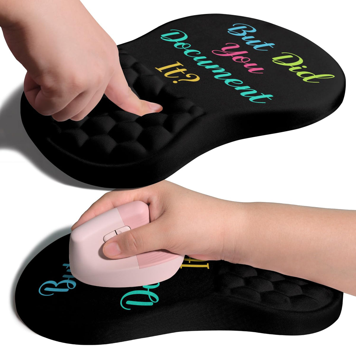 Ergonomic Joint Wrist Support Mouse Pad with Memory Foam Cushion Massage Bump, Carpal Tunnel Pain Relief Mousepad Slope Design for Wrist Rest, 11.8x7.9 in, Black