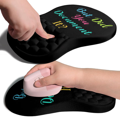 Ergonomic Joint Wrist Support Mouse Pad with Memory Foam Cushion Massage Bump, Carpal Tunnel Pain Relief Mousepad Slope Design for Wrist Rest, 11.8x7.9 in, Black