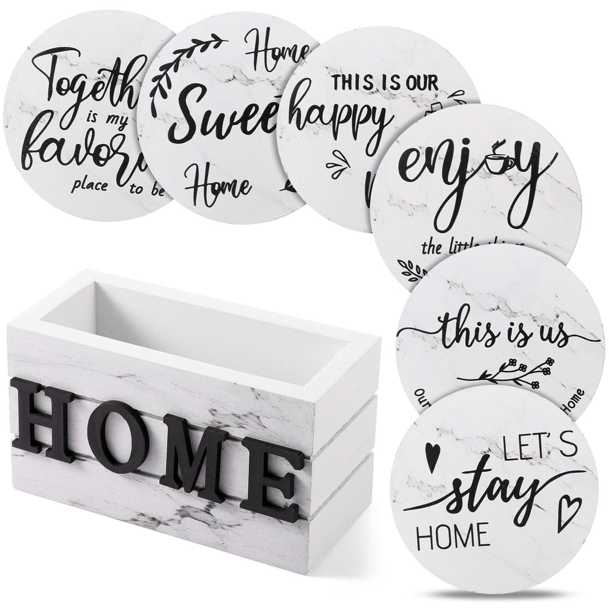 Queekay House Warming Gifts New Home Farmhouse Coasters Set of 6, Mixed