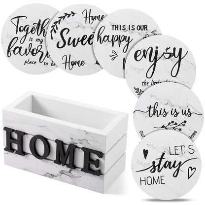 Queekay House Warming Gifts New Home Farmhouse Coasters Set of 6, Mixed