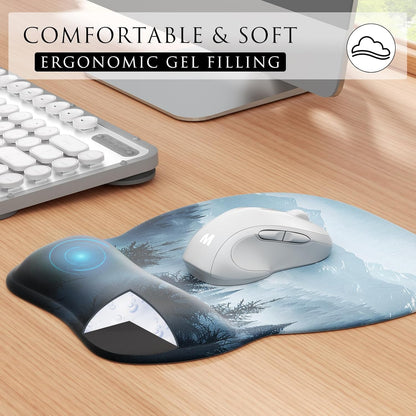 MROCO Ergonomic Mouse Pad with Gel Wrist Rest, 9.4 x 8.1 in, Cloud Forest