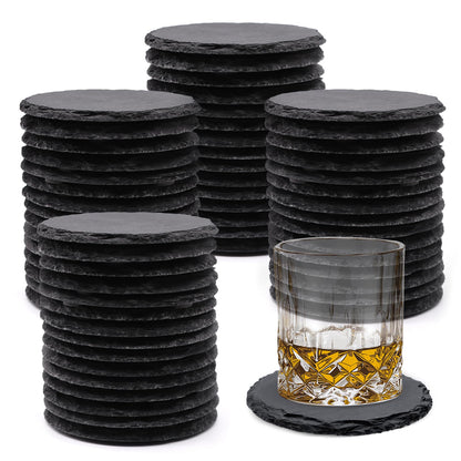 VIBRATITE 60 Pack 4 Inch Square Black Slate Drink Coasters