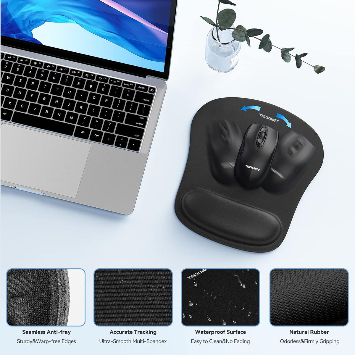 TECKNET Keyboard Wrist Rest and Mouse Pad Set with Wrist Support