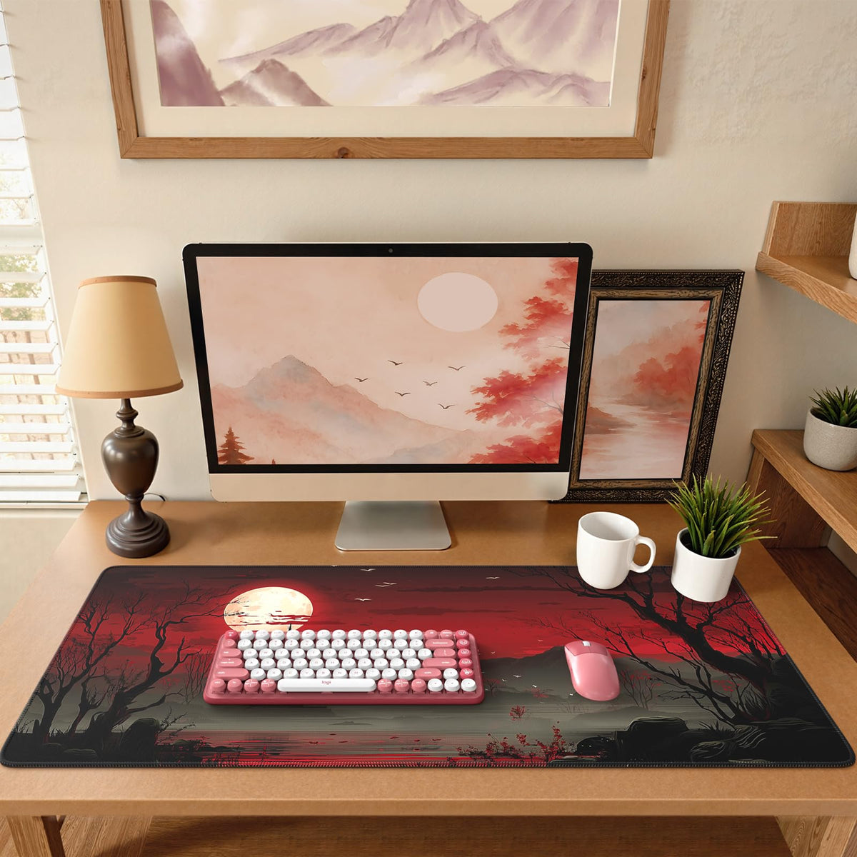 iCasso Desk Mat, Large Desk Mouse Pad for Desk,Home Office - Green Weeds