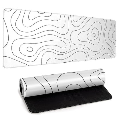 Large Topographic Map Gaming Mouse Pad for Desk Black Desk Pad with Non-Slip Rubber Base Stitched Edge Desk Organizers and Accessories Desk Decor