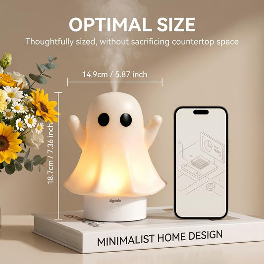 Cute Ghost Essential Oil Diffuser, 120ML Ultrasonic Cool Mist Humidifier with 7 Color Night Light & Auto Shut-Off, Ghost Room Decor for Bedroom & Office, Aromatherapy Gift for Women & Kids