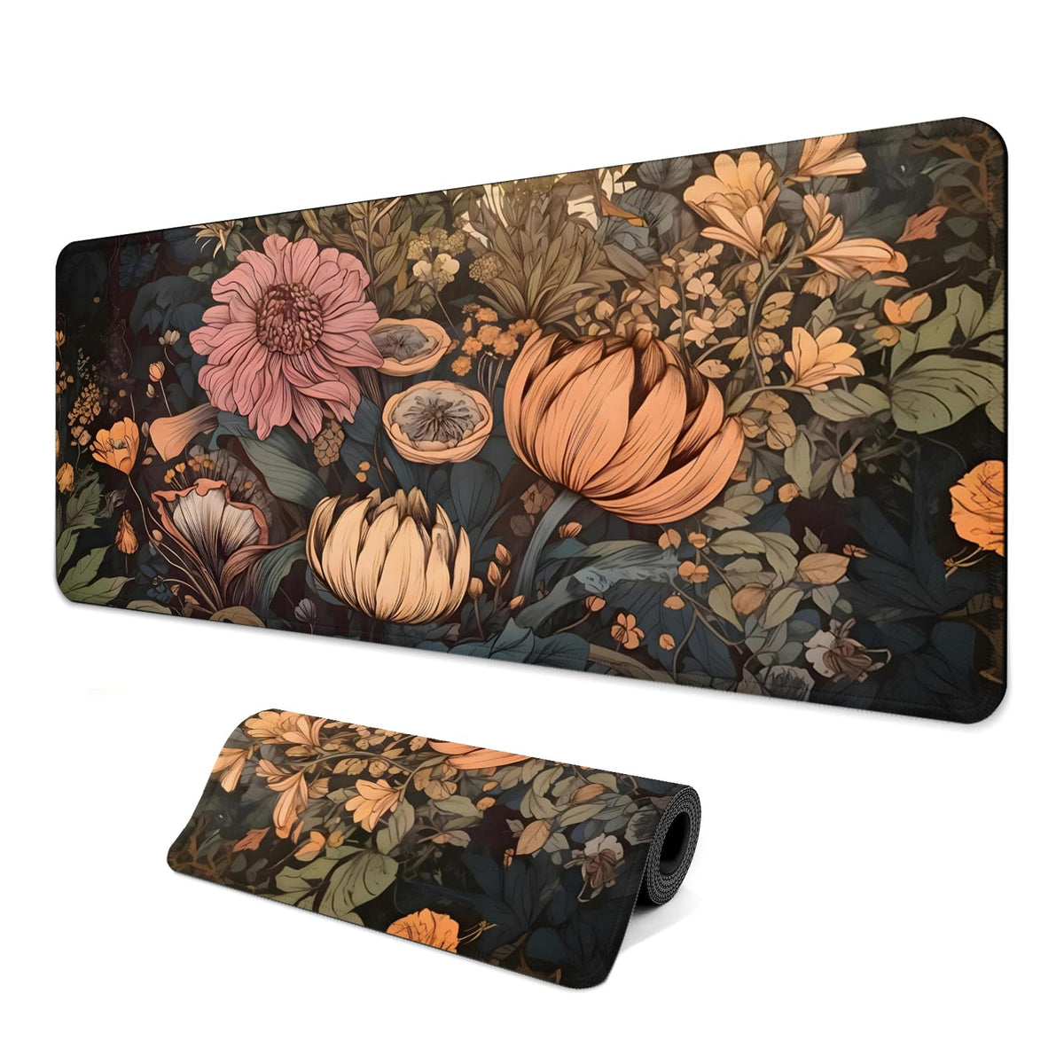 Gaming Mouse Pad with Anti-Slip Rubber Base, Extended Large Computer Mouse Mat with Stitched Edges, Long XL Anime Mousepad for Laptop and Keyboard, 31.5 x 11.8 inch (Pink Cherry Blossom)
