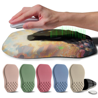 Ergonomic Raised Mouse Pad Wrist Support with Bilateral Slope Memory Foam Mousepad for Wrist Rest and Carpal Tunnel Pain Relief 11.8x7.9〃 Black