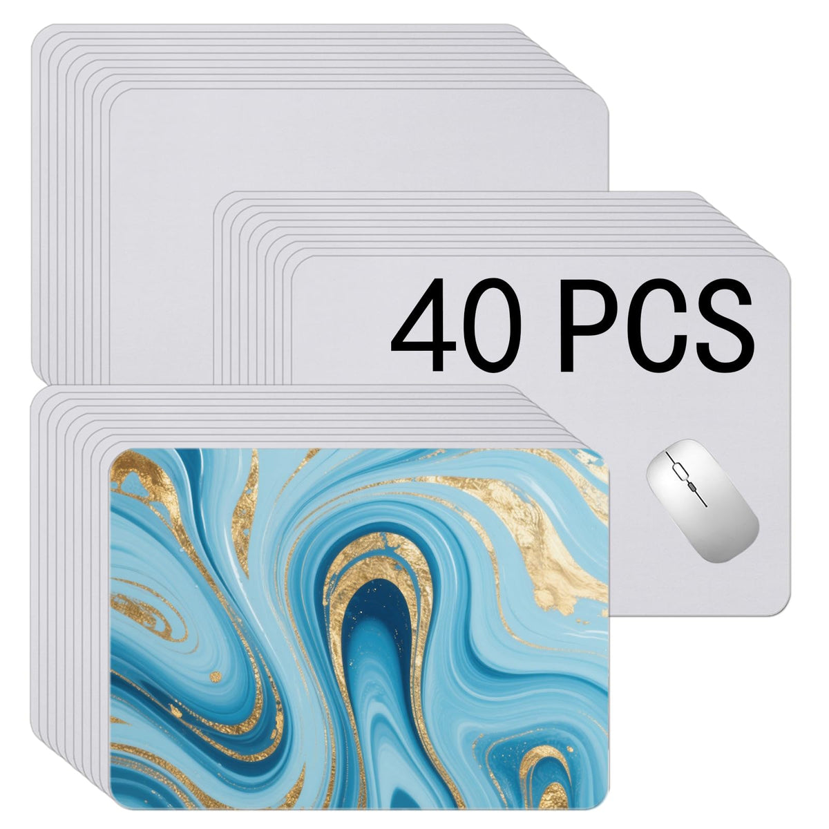 40 PCS White Mouse Pad 3mm Thick for Heat Press Printing,Bulk Mousepad Blanks for Heat Transfer Crafts 22x18x0.3CM