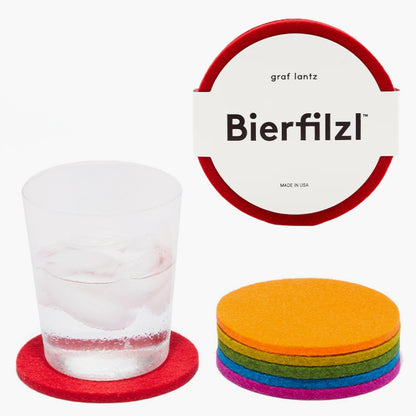 Graf Lantz - Bierfilzl Merino Wool Round Coasters Set of 4 - Heather White (4" Circles) - Absorbs 30% of Weight, German Wool - Heat Resistant, Sustainable, & Reusable - Home Decor & Coffee Table Decor