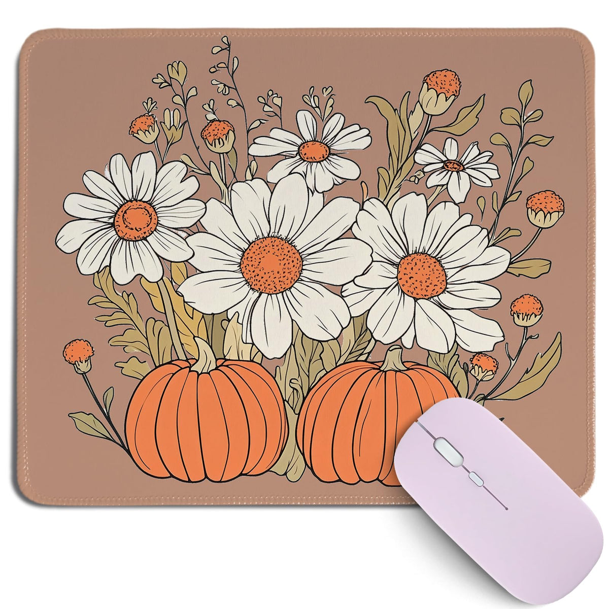 Cztulip Fall Vibe Mouse Pad,Rustic Retro Maple Leaf Pumpkin Acorn Mouse Mat