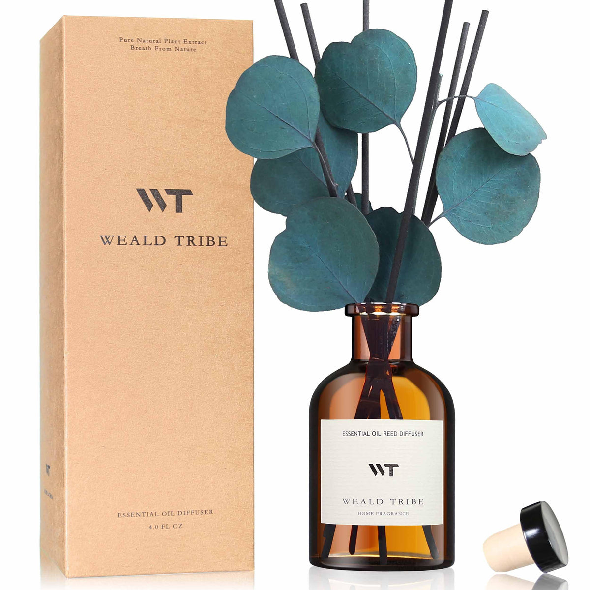WEALD TRIBE Flower Reed Diffuser Set Eucalyptus & Lavender Scent for Room Bathroom Accessories Shelf Decor & Air Fresheners, Sticks Defusers with 4.0 fl oz Home Fragrance Oils, Office Gift