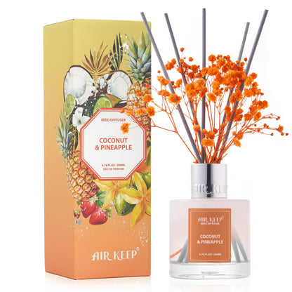 Airkeep Reed Diffuser Set,3.38 fl oz (100 ml) - Clean Linen Oil Diffusers with 8 Reed Sticks,Home Fragrance Reed Diffuser for Bathroom Shelf Decor