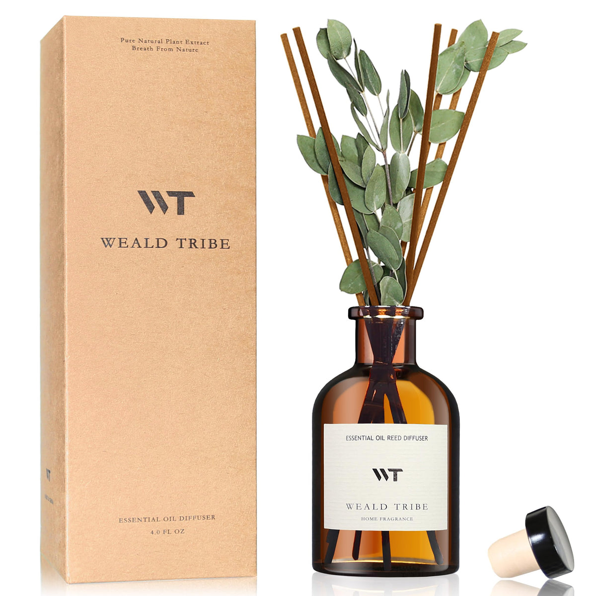 WEALD TRIBE Flower Reed Diffuser Set Eucalyptus & Lavender Scent for Room Bathroom Accessories Shelf Decor & Air Fresheners, Sticks Defusers with 4.0 fl oz Home Fragrance Oils, Office Gift
