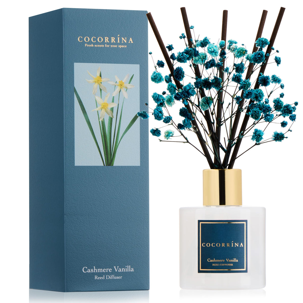 Cocorrína Reed Diffuser Set, Clean Linen 6.7 fl oz Scented Diffuser with Sticks Home Fragrance Reed Diffuser for Bathroom Shelf Décor