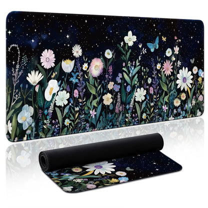 Aesthetic Desk Mat, Cute Enchanted Garden Desk Pad Protector for Work & Decor, 31.5" x 11.8", Pretty Non-Slip Extended Mouse Pad for Office or Home