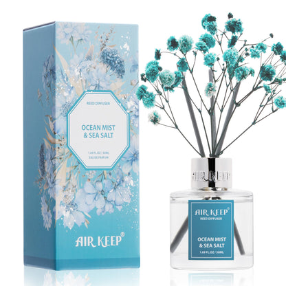 Airkeep Reed Diffuser Set,3.38 fl oz (100 ml) - Clean Linen Oil Diffusers with 8 Reed Sticks,Home Fragrance Reed Diffuser for Bathroom Shelf Decor