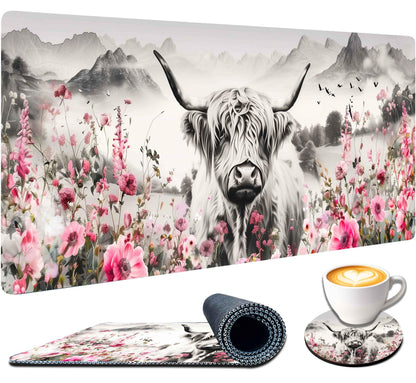4-Piece Extended Large Mouse Pad Set for Women Men with Castle Night Design Includes 35.4 x 15.7 XXL Large Mouse Pad Keyboard Wrist Rest Mouse Wrist Support and Coaster for Office Home