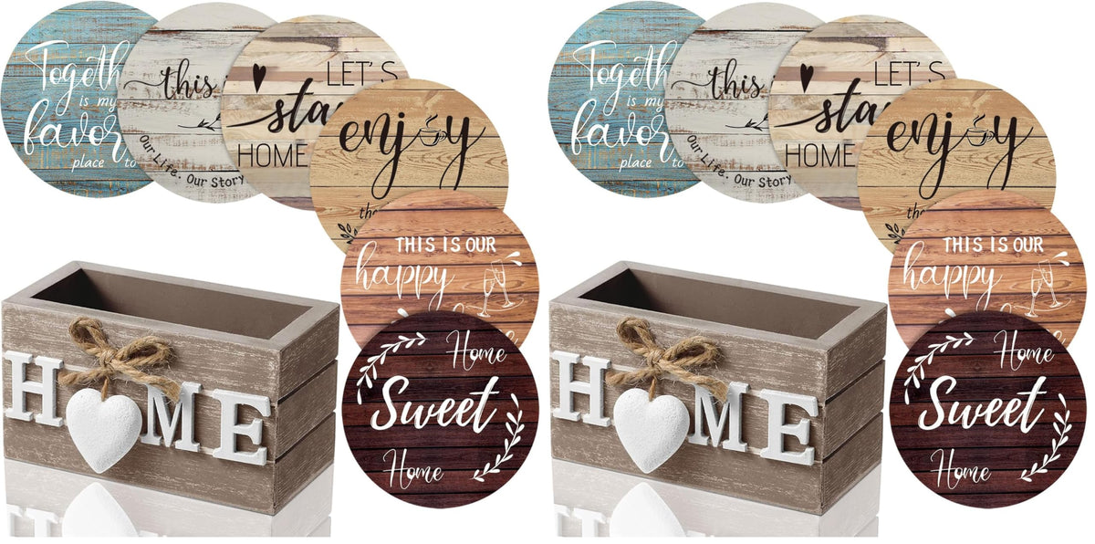 Queekay House Warming Gifts New Home Farmhouse Coasters Set of 6, Mixed