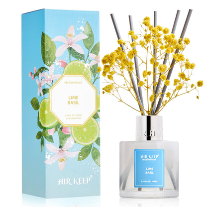 Airkeep Reed Diffuser Set,3.38 fl oz (100 ml) - Clean Linen Oil Diffusers with 8 Reed Sticks,Home Fragrance Reed Diffuser for Bathroom Shelf Decor