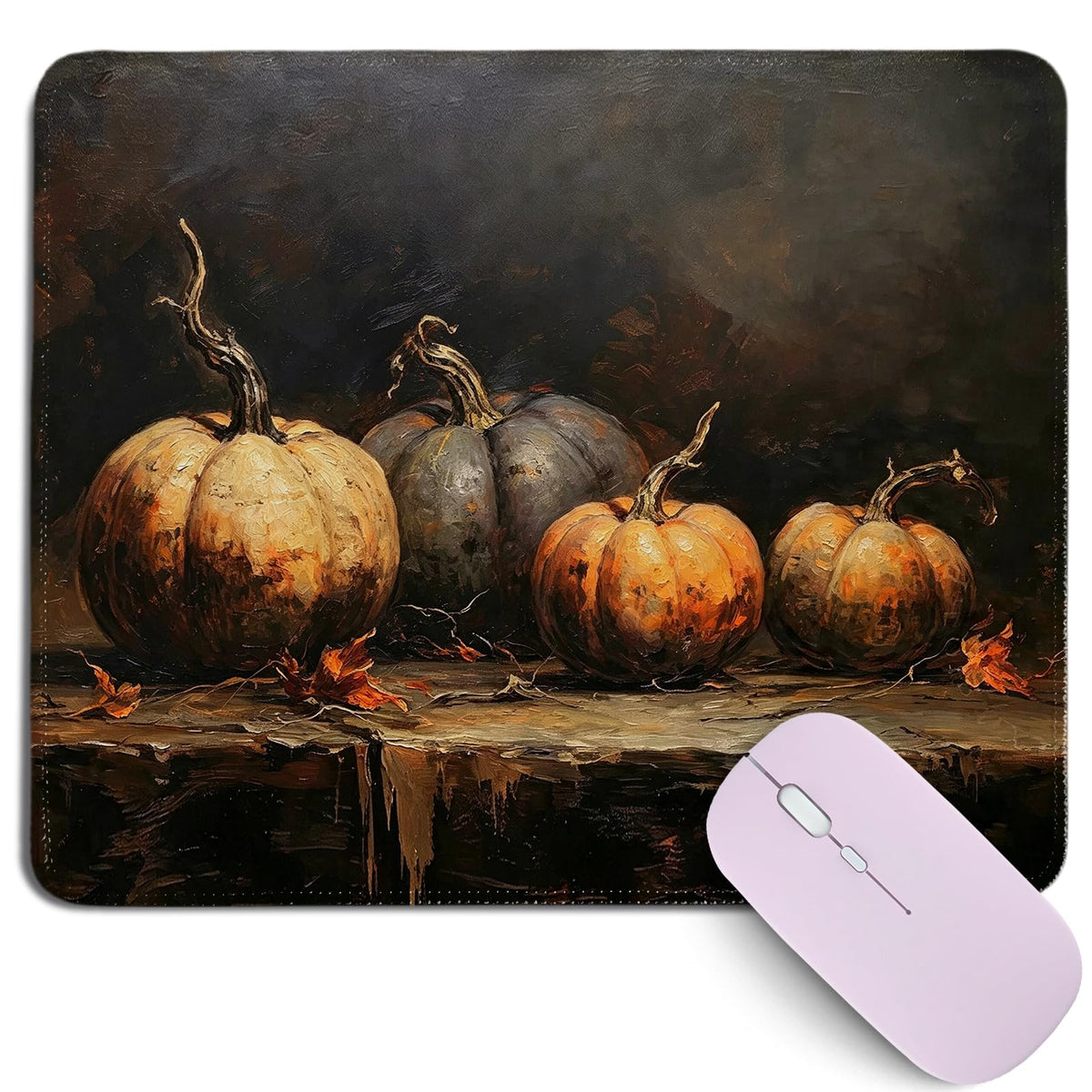 Cztulip Fall Vibe Mouse Pad,Rustic Retro Maple Leaf Pumpkin Acorn Mouse Mat