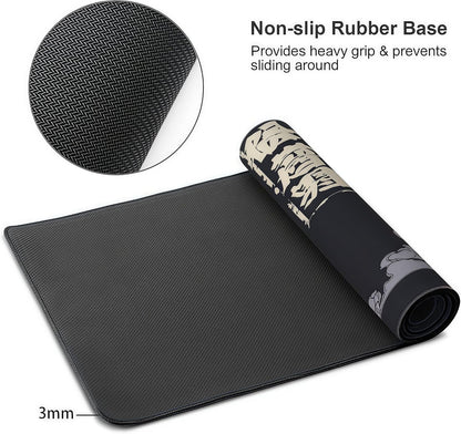 Gaming Mouse Pad, XXL Non-Slip Rubber Base, Waterproof with Stitched Edges, Japanese Demon Mask Design, 35.4 x 15.7 inches